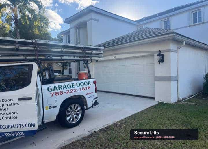 SecureLifts garage door service van in South Florida