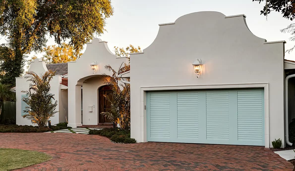 Louver-style carriage garage door design